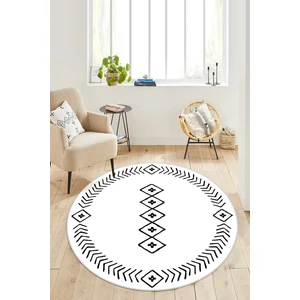 Lavita Home Dijital Baskı Yıkanabili Kaymaz Beyaz Yuvarlak Salon Halısı Mutfak Halısı Koridor Halısı ve Paspas