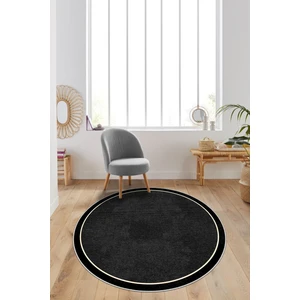 Lavita Home Dijital Baskı Yıkanabilir Kaymaz Siyah Yuvarlak Salon Halısı Mutfak Halısı ve Paspas