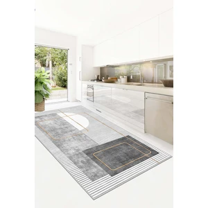 Lavita Home Dijital Baskı Yıkanabilir Kaymaz Gri Salon Halısı Mutfak Halısı Yolluk ve Paspas