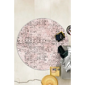 Lavita Home Dijital Baskı Yıkanabilir Kaymaz Pudra Yuvarlak Salon Halısı Mutfak Halısı ve Paspas