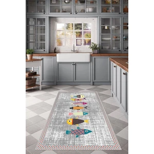Lavita Home Dijital Baskı Yıkanabilir Kaymaz Leke Tutmaz Gri Mutfak Halısı Yolluk ve Paspas