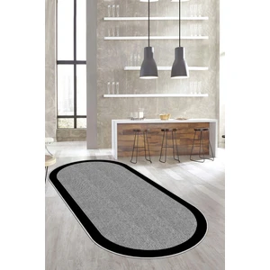 Lavita Home Dijital Baskı Yıkanabilir Kaymaz Gri Oval Salon Halısı Mutfak Halısı Yolluk ve Paspas