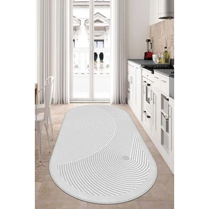 Lavita Home Dijital Baskı Yıkanabilir Kaymaz Gri Oval Salon Halısı Mutfak Halısı Yolluk ve Paspas