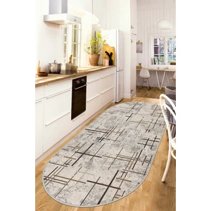 Lavita Home Dijital Baskı Yıkanabilir Kaymaz Bej Oval Salon Halısı Mutfak Halısı Yolluk ve Paspas