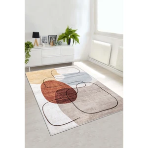 Lavita Home Dijital Baskı Yıkanabilir Kaymaz Bej Salon Halısı Mutfak Halısı Yolluk ve Paspas
