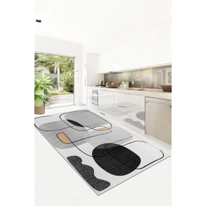 Lavita Home Dijital Baskı Yıkanabilir Kaymaz Gri Salon Halısı Mutfak Halısı Yolluk ve Paspas