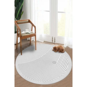 Lavita Home Dijital Baskı Yıkanabilir Kaymaz Gri Yuvarlak Salon Halısı Mutfak Halısı ve Paspas