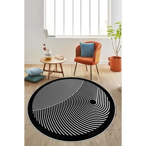 Lavita Home Dijital Baskı Yıkanabilir Kaymaz Siyah Yuvarlak Salon Halısı Mutfak Halısı ve Paspas