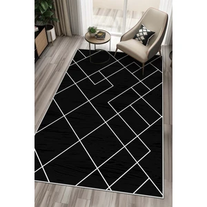 Lavita Home Dijital Baskı Yıkanabilir Kaymaz Siyah Salon Halısı Mutfak Halısı Yolluk ve Paspas