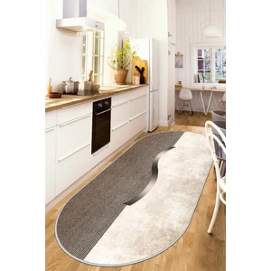 Lavita Home Dijital Baskı Yıkanabili Kaymaz Bej Oval Salon Halısı Mutfak Halısı Yolluk ve Paspas