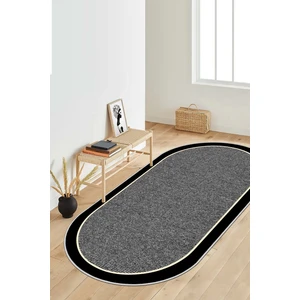 Lavita Home Dijital Baskı Yıkanabilir Kaymaz Gri Oval Salon Halısı Mutfak Halısı Yolluk ve Paspas