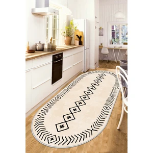 Lavita Home Dijital Baskı Yıkanabili Kaymaz Bej Oval Salon Halısı Mutfak Halısı Yolluk ve Paspas