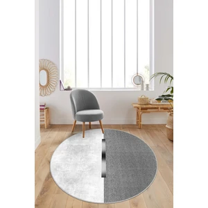 Lavita Home Dijital Baskı Yıkanabili Kaymaz Gri Yuvarlak Salon Halısı Mutfak Halısı Koridor Halısı ve Paspas