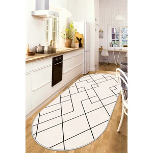 Lavita Home Dijital Baskı Yıkanabilir Kaymaz Bej Oval Salon Halısı Mutfak Halısı Yolluk ve Paspas