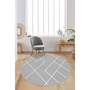 Lavita Home Dijital Baskı Yıkanabilir Kaymaz Gri Yuvarlak Salon Halısı Mutfak Halısı ve Paspas