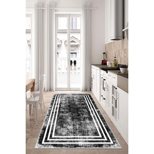 Lavita Home Dijital Baskı Yıkanabilir Kaymaz Siyah Salon Halısı Mutfak Halısı Yolluk ve Paspas