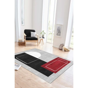 Lavita Home Dijital Baskı Yıkanabilir Kaymaz Siyah Salon Halısı Mutfak Halısı Yolluk ve Paspas