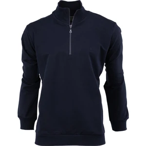 Erkek Mevsimlik Yarım Fermuarlı Dik Yaka Uzun Kollu Armalı Rahat Likralı Pamuklu İki Iplik Sweatshirt