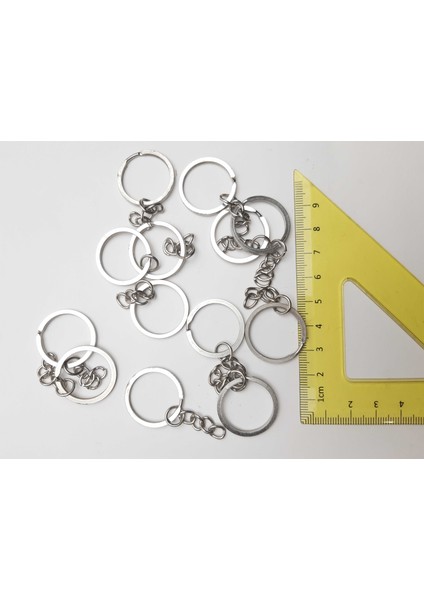 Gümüş Renginde Metal (Çelik) Anahtarlık Halka Klipsi 1 Poşette 24 Adet
