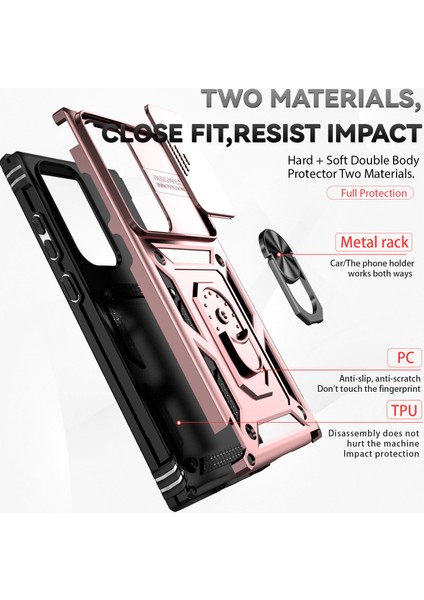 Samsung Galaxy S23 Ultra Kılıf Slayt Kamera Koruma Anti-Drop Kickstand Pc+Tpu Telefon Kapağı (Yurt Dışından) fırsatları