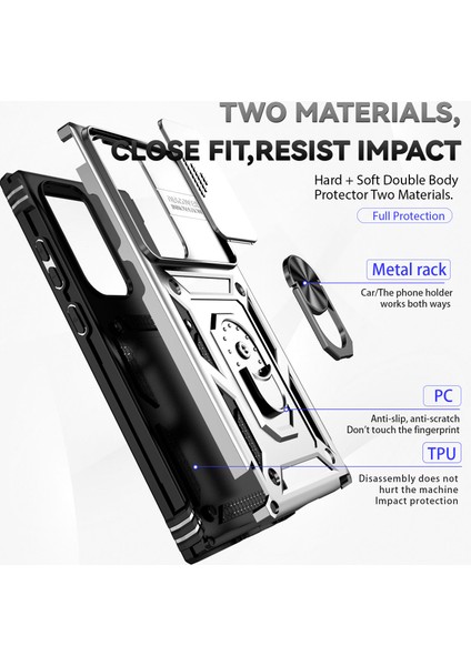 Samsung Galaxy S23 Ultra Kılıf Slayt Kamera Koruma Anti-Drop Kickstand Pc+Tpu Telefon Kapağı (Yurt Dışından) fırsatları