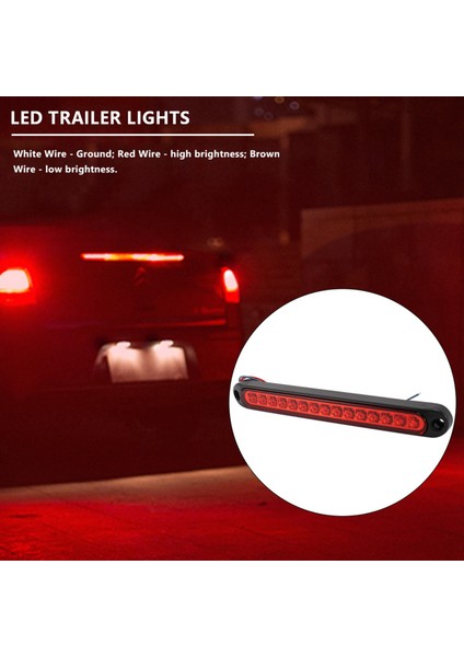 Adet 10 Inç 15 LED Römork Kamyon Rv Durdurma Kuyruk Arka Fren Dönüş Işık Çubuğu Durdurma Arka Yan Işaret Işıkları Su Geçirmez (Kırmızı) (Yurt Dışından)
