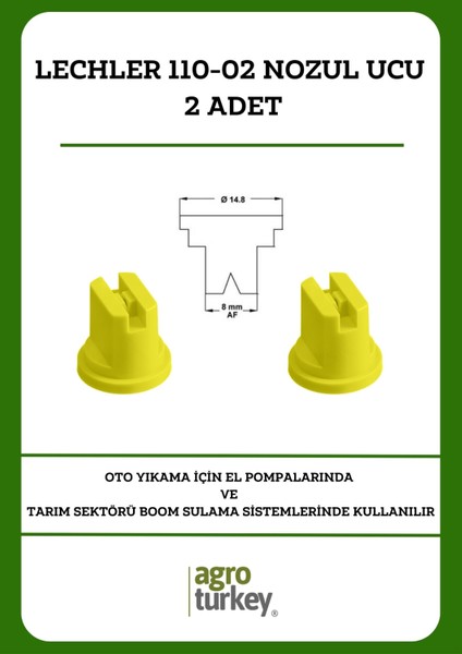 Agro Turkey | Lechler 110-02 Meme Yüksek Etki Alanlı Meme / Lu-C ( Nozul Ucu ) - 2 Adet