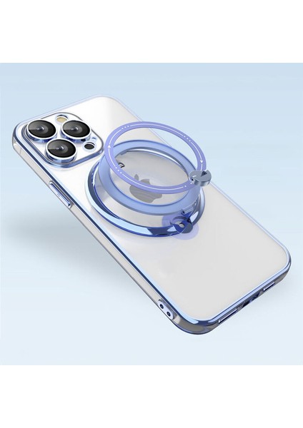 Apple iPhone 14 Pro Max Uyumlu Kılıf Zebana Manyetik Standlı Most Silikon Kılıf (Kablosuz Şarj Destekli) Sierra Mavisi