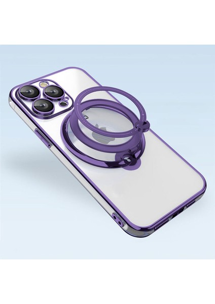 Apple iPhone 13 Pro Uyumlu Kılıf Zebana Manyetik Standlı Most Silikon Kılıf (Kablosuz Şarj Destekli) Derin Mor fiyatları