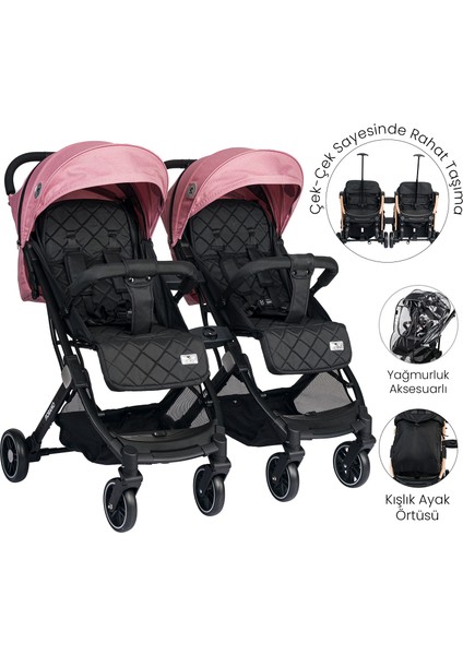 Fiorano New Kabin Boy İkiz Bebek Arabası - Rose Quartz