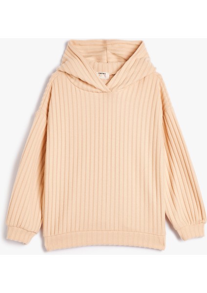 Kapşonlu Sweatshirt Fitilli Yumuşak Dokulu