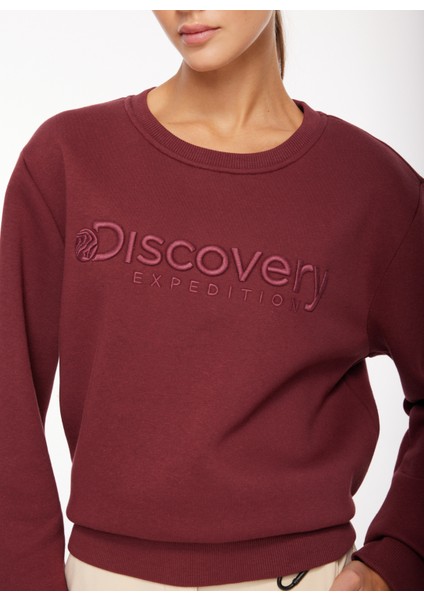 Discovery Expedition Mürdüm Kadın Bisiklet Yaka Nakışlı Sweatshirt D3WL-SWT15