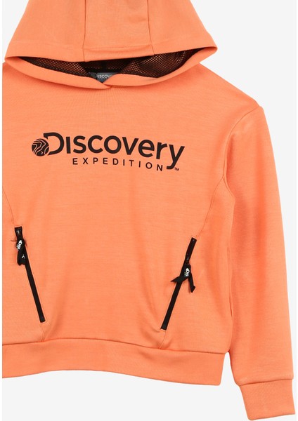 Somon Kız Çocuk Kapüşonlu Baskılı Sweatshirt D3WG-SWT15