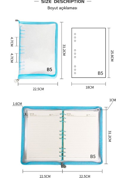 Bigsharp Saklama Çantası Gevşek Yapraklı Kitap Ins Kolaj Yıldız Kovalayan Şeffaf Fermuarlı El Defteri Seti Sevimli Internet Ünlü B5 El Defteri (Yurt Dışından)