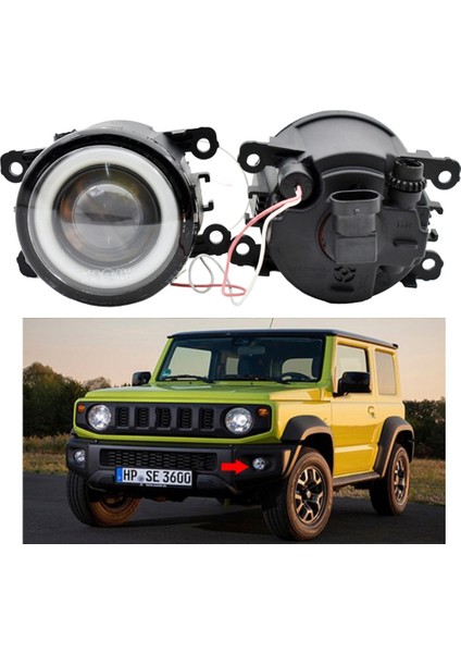 Çift LED Sis Lambası Melek Göz Gündüz Farları Suzuki Jimny 2018 2019 2020 JB43 Jimny 1998-2017 Beyaz (Yurt Dışından)