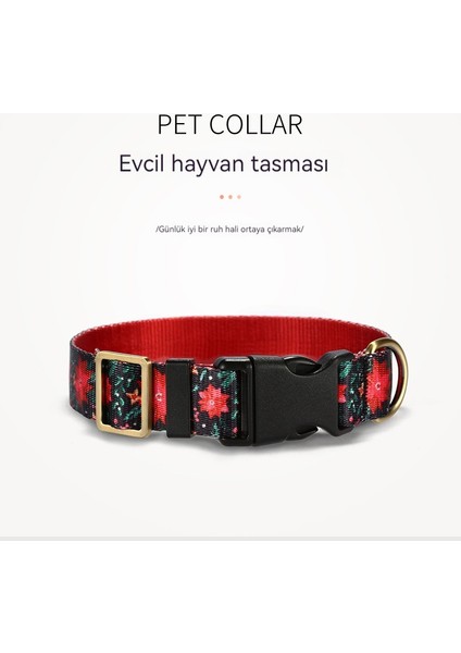 Bigsharp Yeni Taklit Naylon Baskı Noel Çiçek Tasması Çekme Kayışı Yay Seti Pürüzsüz Rahat Eğitim Köpek Kayışı (Yurt Dışından)