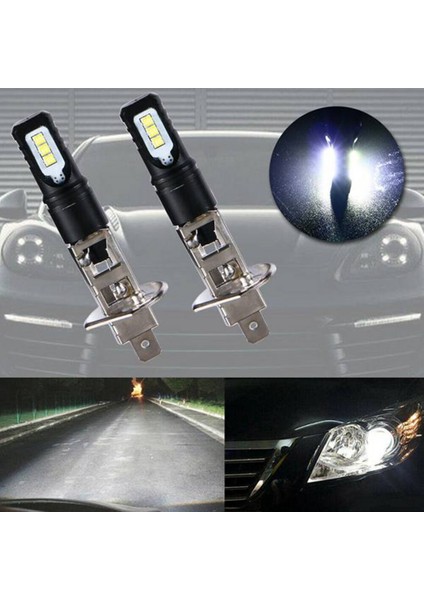 6000K Süper Parlak Beyaz 6000LM Drl 4x H1 LED Far Ampul Kiti Yüksek Işın (Yurt Dışından)
