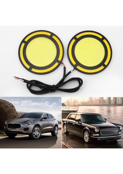 Araba Sarı + Beyaz Cob LED Gün Işığı Ampul Drl Lamba Gündüz Çalışan Sis Farı (Yurt Dışından)