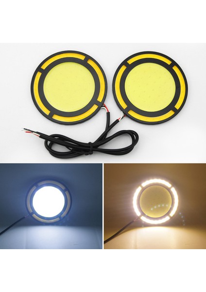 Araba Sarı + Beyaz Cob LED Gün Işığı Ampul Drl Lamba Gündüz Çalışan Sis Farı (Yurt Dışından)