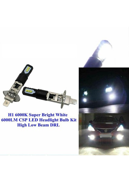 6000K Süper Parlak Beyaz 6000LM Drl 4x H1 LED Far Ampul Kiti Yüksek Işın (Yurt Dışından)