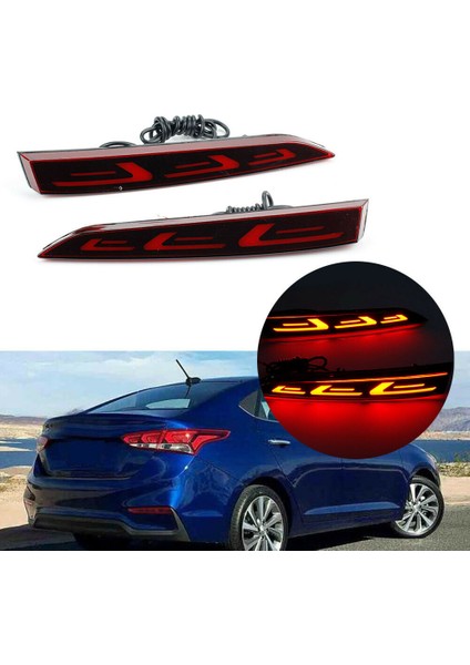 Hyundai Accent 2017-2019 Için LED Arka Tampon Reflektör Fren Lambası Sis Işık Lambası Gösterge Işıkları Arka Lambaları (Yurt Dışından)