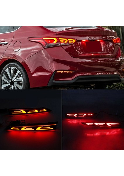 Hyundai Accent 2017-2019 Için LED Arka Tampon Reflektör Fren Lambası Sis Işık Lambası Gösterge Işıkları Arka Lambaları (Yurt Dışından)