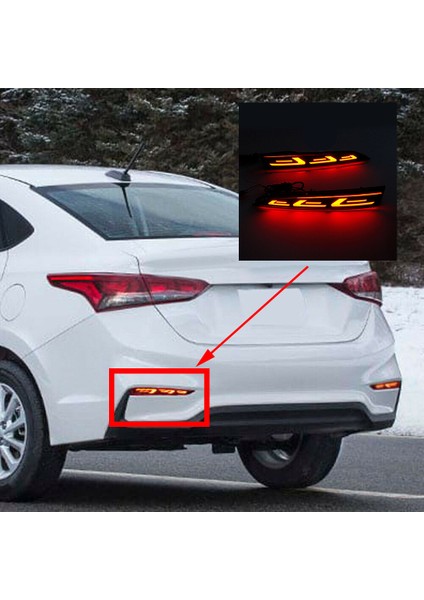 Hyundai Accent 2017-2019 Için LED Arka Tampon Reflektör Fren Lambası Sis Işık Lambası Gösterge Işıkları Arka Lambaları (Yurt Dışından)