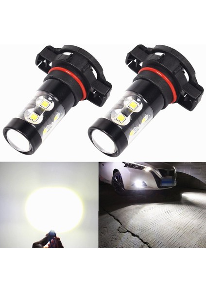 2x 50W Cree 5202 H16 6000K Güç Süper Beyaz LED Sis Farları Sürüş Ampulleri Drl (Yurt Dışından)