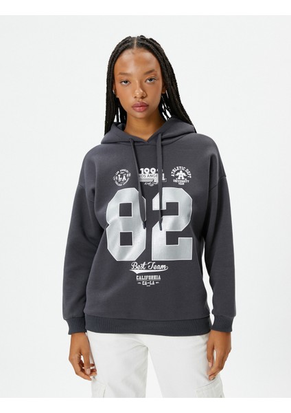 Kolej Kapşonlu Sweatshirt Şardonlu Baskılı modelleri