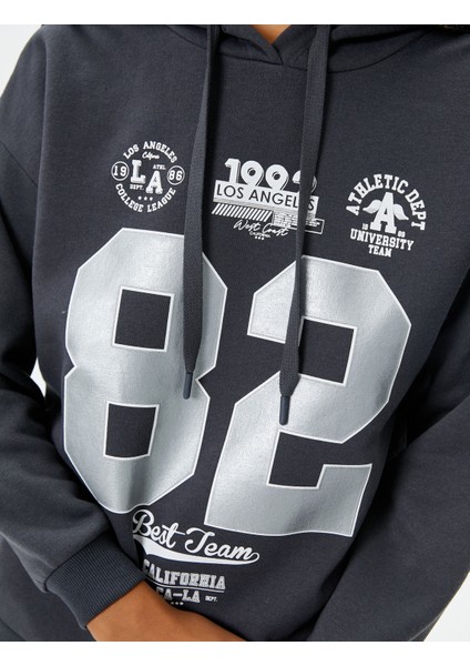 Kolej Kapşonlu Sweatshirt Şardonlu Baskılı indirimleri