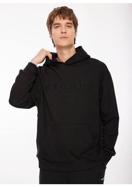 Discovery Expedition Siyah Erkek Kapüşonlu Nakışlı Sweatshirt D3WM-SWT28