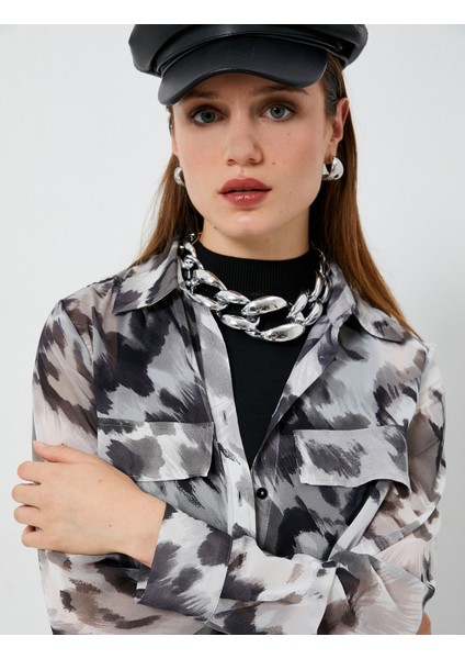 Uzun Kollu Gömlek Düğmeli Kapaklı Cepli