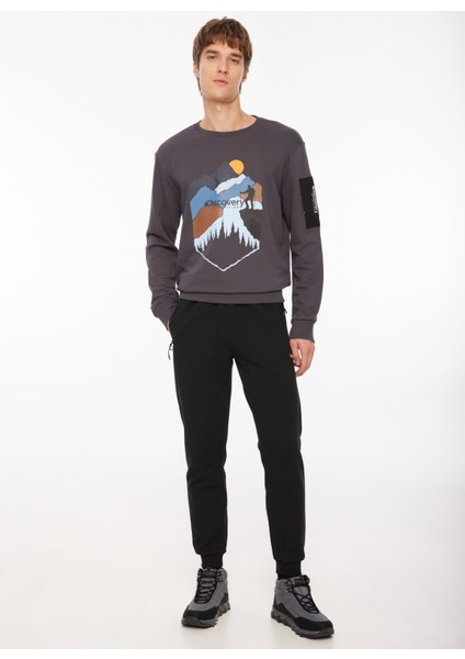 Füme Erkek Bisiklet Yaka Baskılı Sweatshirt D3WM-SWT38