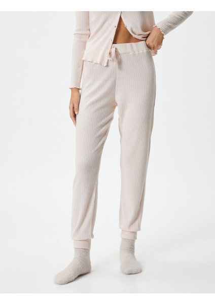 Jogger Pijama Altı Fitilli Beli Lastikli Bağcıklı